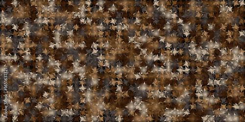 A seamless, dark background filled with a dense, repeating pattern of spiky, abstract shapes. The shapes overlap in a tight cluster and are in various shades of brown, beige, and gray