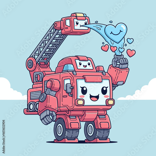 Cute Mecha Robot Transportation A Heartwarming Illustration