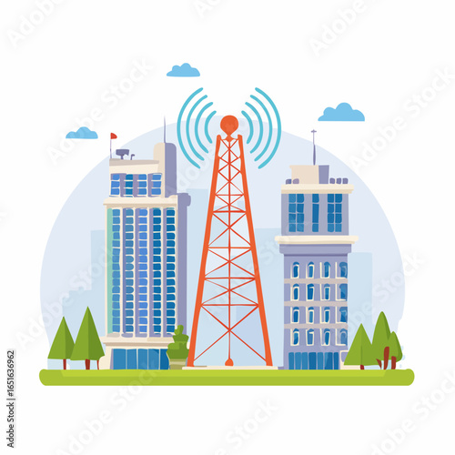 電信電話業と通信インフラを表すアンテナアイコン