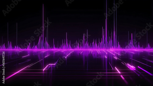 Digital Soundwave Lines Background with Glitch Effect, AI