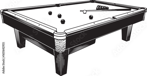 Billiards table vector illustration in retro style, isolated on