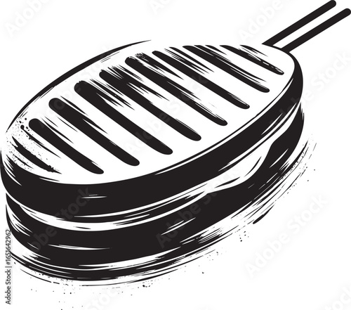 Minimalist sumi-e style illustration of a Argentinian Chorip