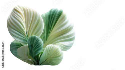 Plant with green and white leaves is displayed on a white background
