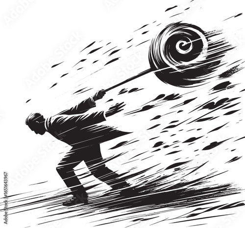Resilience in the Gale: A Sumi-e Illustration of Tenacity Agains