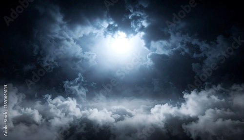 Moonlit Night Sky with Cloudscape.