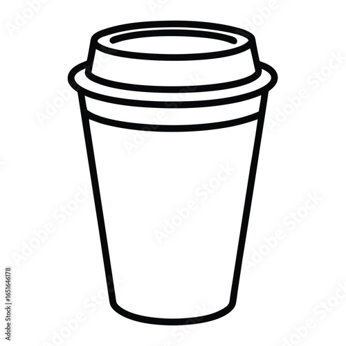 Minimalist Outline Icon of a Disposable Coffee Cup with Lid takeaway cup disposable cup