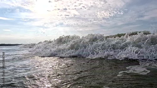 Still video of waves rolling by in slow motion; powerfull force of ocean water in this nature background