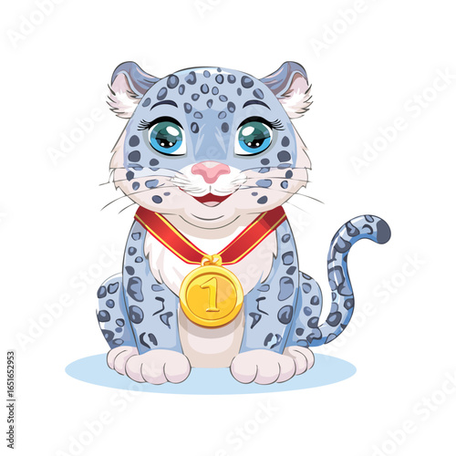 Cute Snow Leopard with Medal