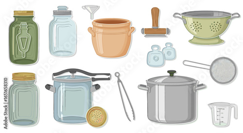 Botany tools and equipment including magnifying glass and test tubes