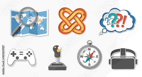 Illustration of astronomy and space exploration related objects icons