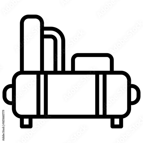 Air compressor or pump machine with horizontal tank, pump used to pump oil or gas from one location to another.