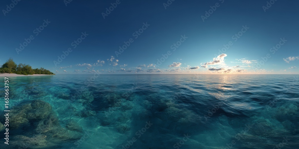 Fototapeta premium Ocean sunset hdr panoramic view 360 degrees