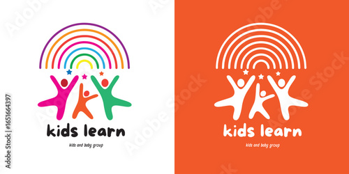 Kindergarten vector logo with fun design, suitable for schools, play centers, and child care.