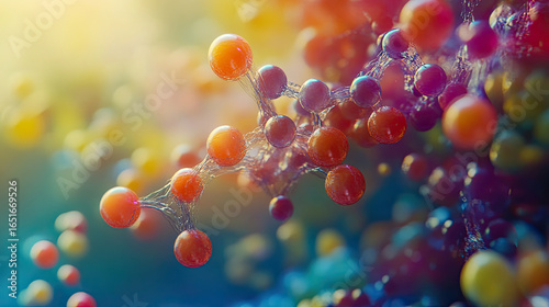 An artistic depiction of RDX molecules in a vibrant color scheme