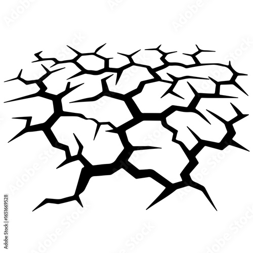 Cracked Earth Icon
 A simple, black and white icon showing a piece of cracked, dry earth. This image is a powerful symbol of drought and desertification, representing a critical social