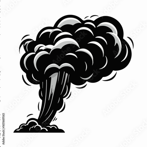 Air Pollution Cloud Icon
 A simple, black and white icon depicting a cloud with thick smoke, symbolizing air pollution and environmental damage. This vector is perfect for use in presentations