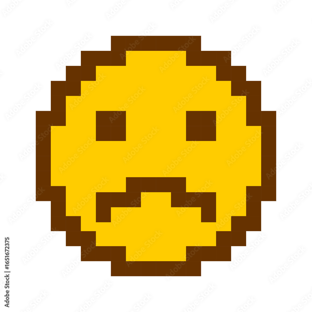 Obraz premium Sad Pixel Emojis: Emotional Duo Set, Pixelated Moods: Retro Smiley and Frowny Face Art, Opposite Expressions: 8-bit Sad Icons