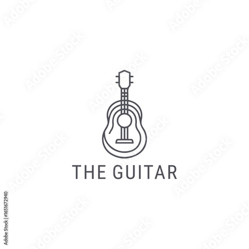 Guitar logo with sleek, modern design for creative and musical branding.