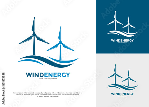 Wind energy wave logo vector template. Suitable for companies wind power, renewable energy technology, and environmental solutions