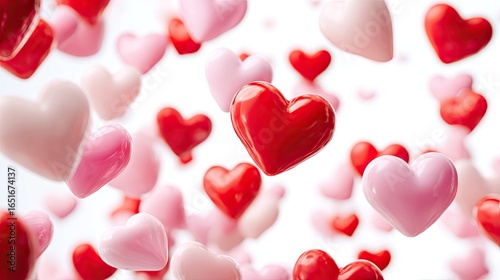 Many hearts of pink and red in a lovely design.