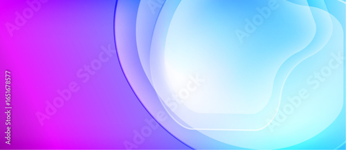 Abstract gradient background. Smooth curves blend purple, blue hues. Light radiates from center, creating soft glow. Minimalist design.