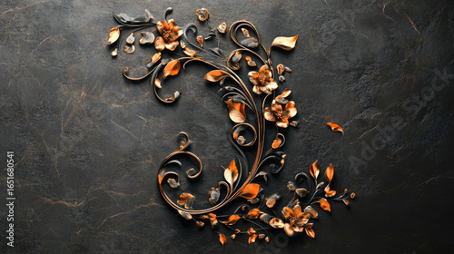 An elegant monogram featuring Jy embellished with floral designs