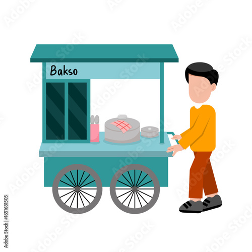 Illustration Of Man Selling Bakso 