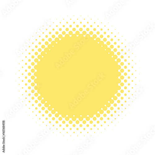 黄色の円形ハーフトーンのテクスチャ - シンプルでポップな丸い形の網点のフレームや装飾のパーツ