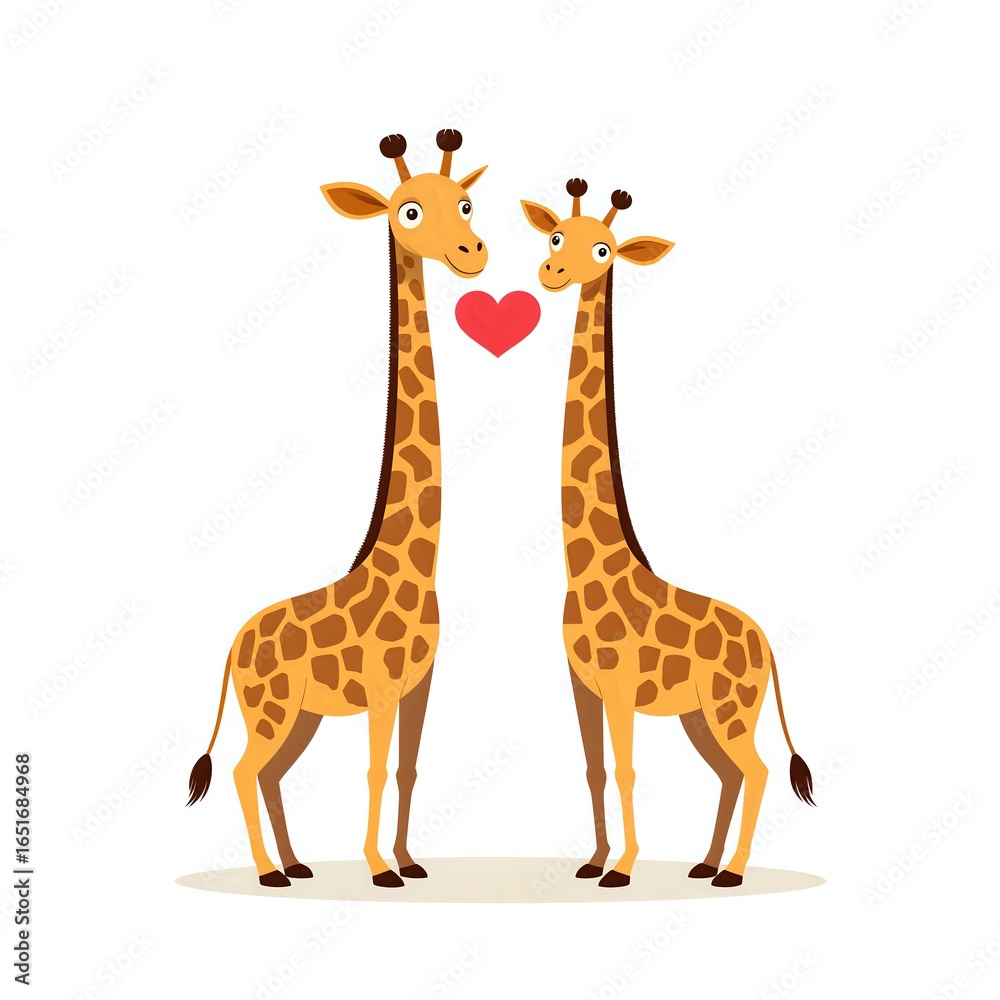 Naklejka premium Two giraffes sharing a heartfelt moment