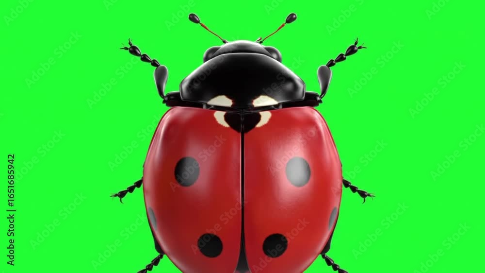 Compositing Insect Top-down macro view of a realistic red ladybug insect with black spots ...