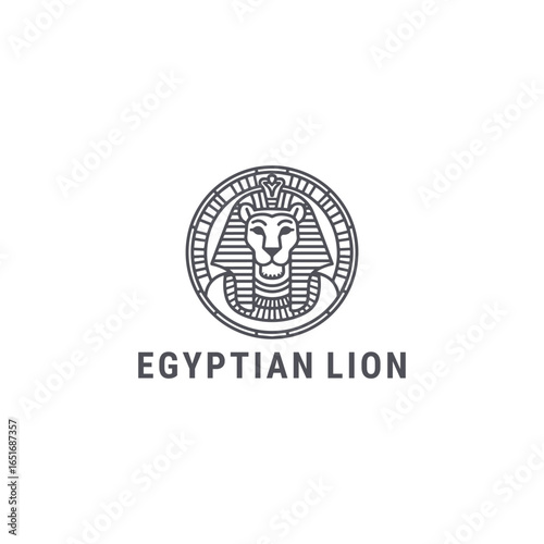Egyptian lion logo vector icon illustration style