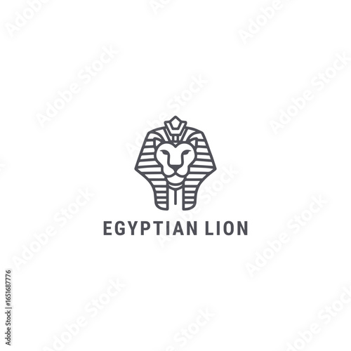 Egyptian lion logo vector icon illustration style