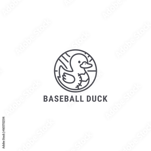 Baseball duck logo with playful, sporty design for fun and energetic branding.