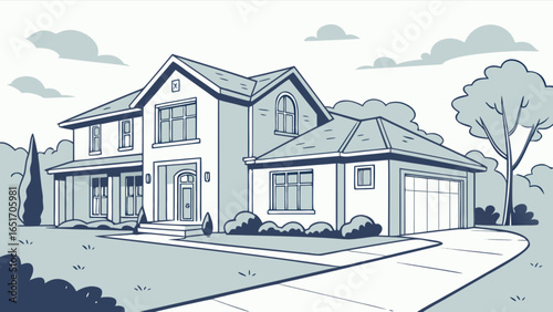 Find your dream home: beautiful suburban house with garage and landscaped yard for sale or rent today