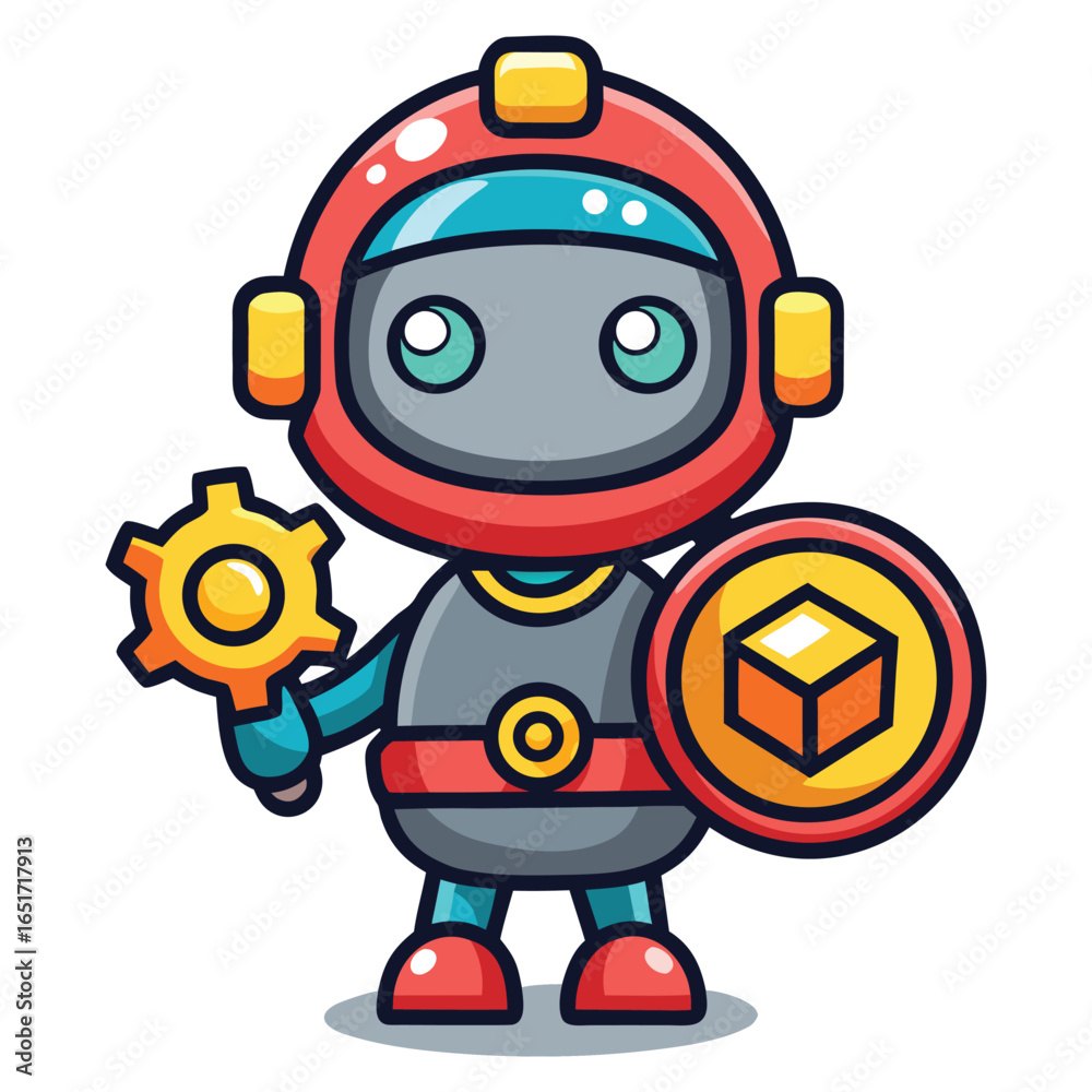 Funny cartoon 3D robot android holding a blank sign illustration Funny cartoon 3D robot android holding a blank sign illustration