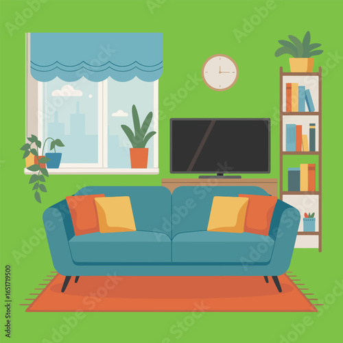 Modern Living Room with Sofa and Comfortable Furniture