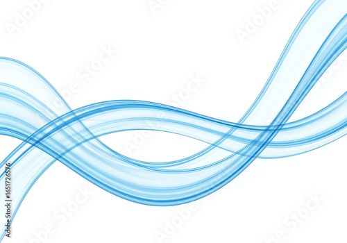 Illustration of abstract blue wavy lines isolated on white background
