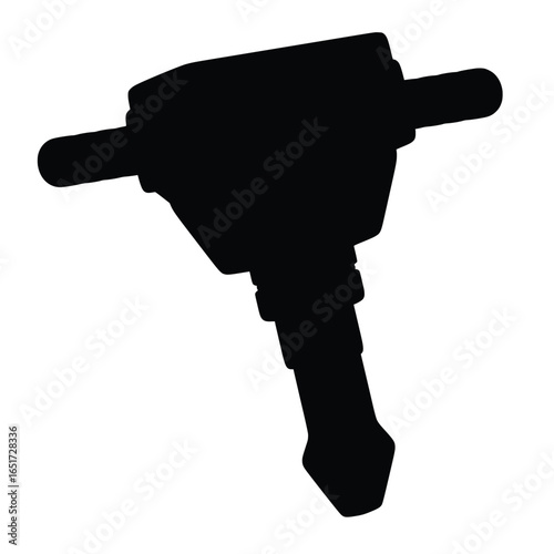 Black silhouette icon of a jackhammer tool on a white background