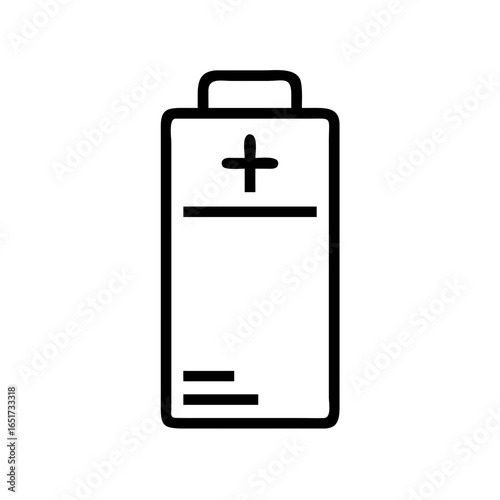 Illustration of a battery with a plus sign indicating the positive terminal and charge level indicator bars