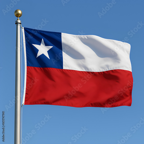 Free Download The flag of Chile waves proudly with blue, white, red stripes and a white star. - GFXLoad