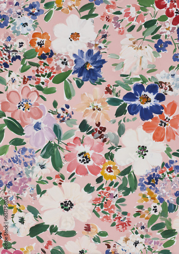 Floral Pattern Design Colorful Nature Botanical Spring Summer Art Illustration Garden Vibrant Petals Leaves Textile Multi-colored Abstract Aesthetic Creativity Romantic Playful Freshness Stylish