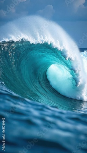Steep, churning wave about to break at Shipstern Bluff, extreme, cliff