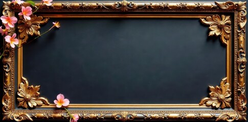 Ornate Thai floral frame with corner accents for photos , picture frame design, frame art, floral