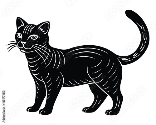 Simple stylized cat silhouette vector design for various applications