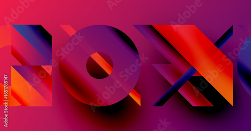 Vibrant text graphic displays NOX using layered, colorful shapes. Gradient hues shift from red to purple, creating depth. Modern design.