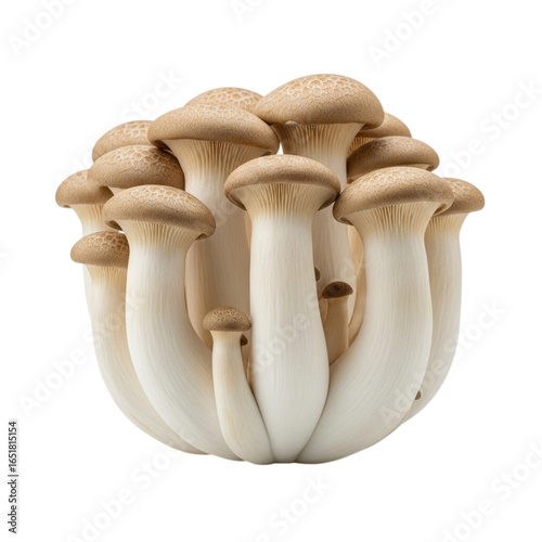 Cluster of king oyster mushrooms isolated on transparent background