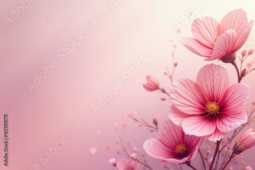 Subtle rose-toned minimalist line art floral pattern , illustration, summer, pretty