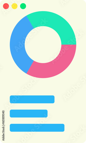 Clean Flat Style Colorful Donut Chart with Data List Illustration