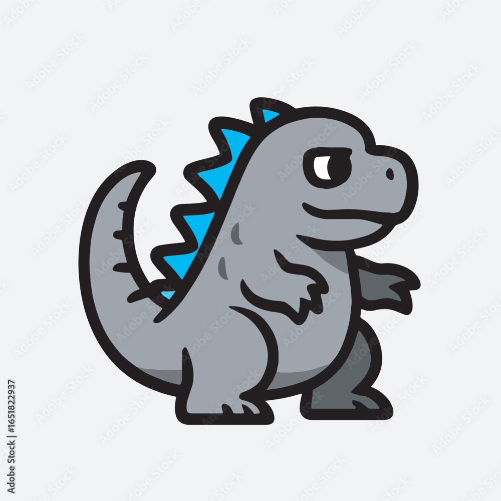 Fototapeta premium Simple Outlined Cartoon Dinosaur Character Illustration isolated on White Background