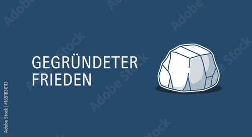 GEGRÜNDETER FRIEDEN. Konzeptuelle Illustration eines Felsens als Symbol für Stabilität, Sicherheit und ein solides Fundament.